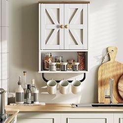 Bathroom Wall Cabinet and Corner Medicine Cabinet, Storage Organizer with Open Partition and Towel Bar, Space-Saving