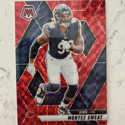 2025 MOSAIC MONTEZ SWEAT RED PRIZM FOOTBALL CARD BEARS NFL 75 panini