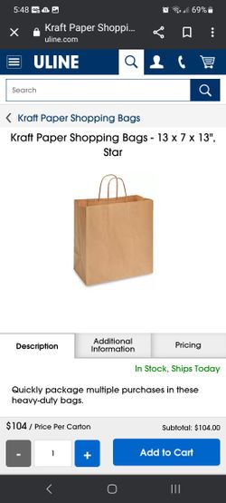 200 Kraft Shopper Paper Bags
