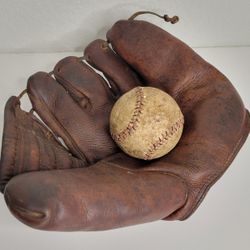Vintage SPALDING Leather Glove Four Finger Mitt Made in USA 1940s Era