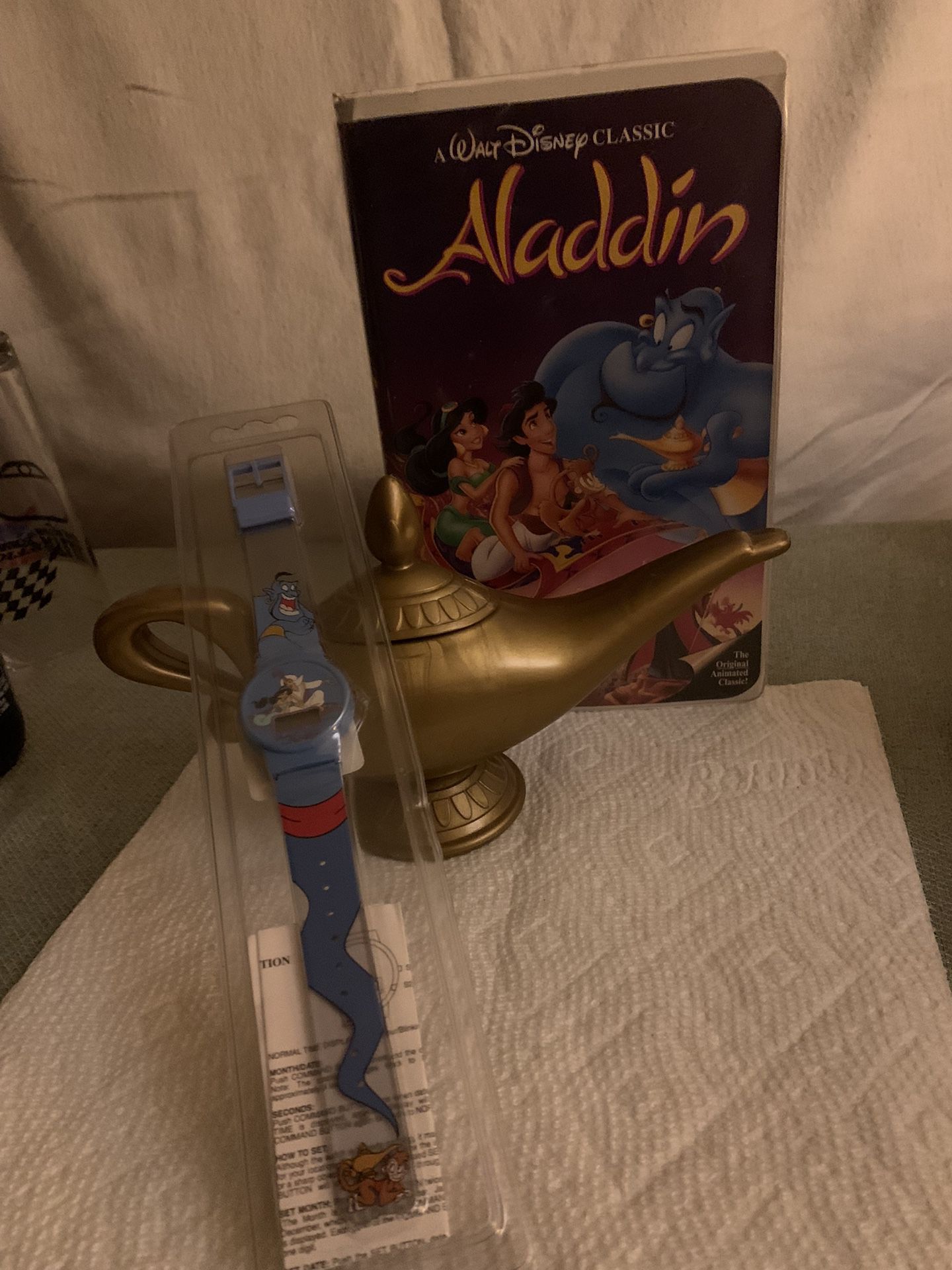 Aladdin Disney VHS Movie, Watch, & Lamp 