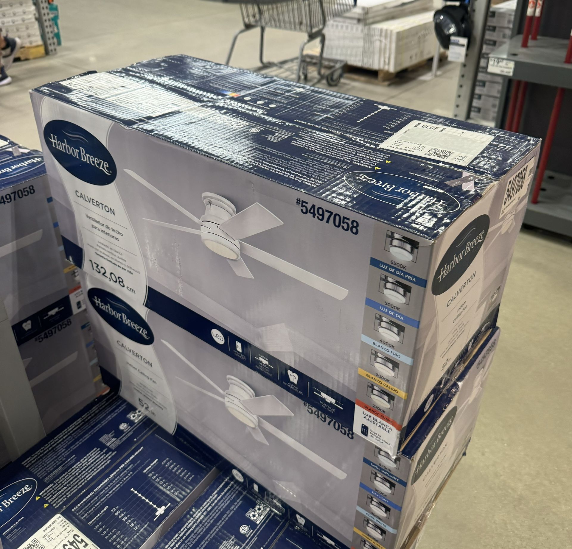 Harbor Breeze Calverton 52 in White with White/Driftwood Blades Color changing