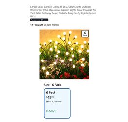 Brand new 6  Pack Solar Garden Lights 48 LED