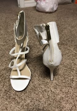 White opened toed heels