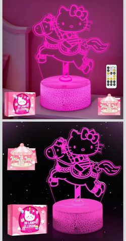 new 3D Kitty Night Light - Kitty Stuff 7 Color LED Cute Kitty Lamp Room Decor with Remote Control, Timer & Dimmable Function Gifts for Girls Birthday