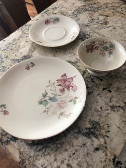 Vintage Bavaria F Porcelain Floral Gold Trimmed 8” Plate, Cup, & Saucer Set
