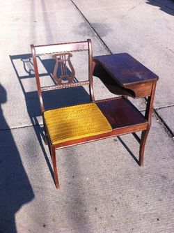 Vintage Mid Century Phone Table Gossip Chair