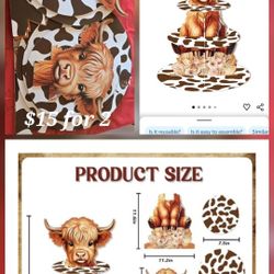 Highland Cow 3-tier Cupcake Stand