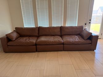 Brown Leather 3-Piece Modular Sofa