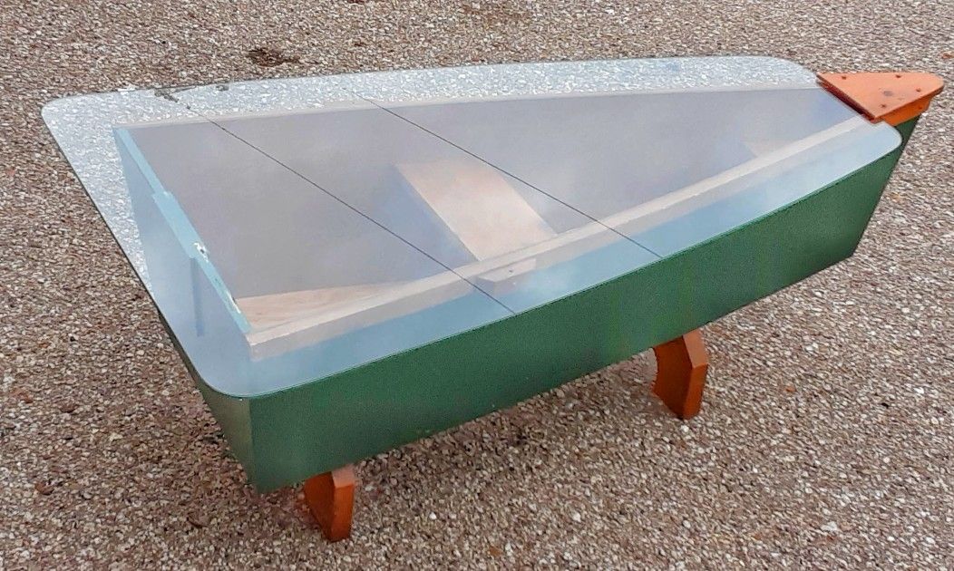Mid century modern cottage cabin row boat coffee table w Awesome Clean Glass top