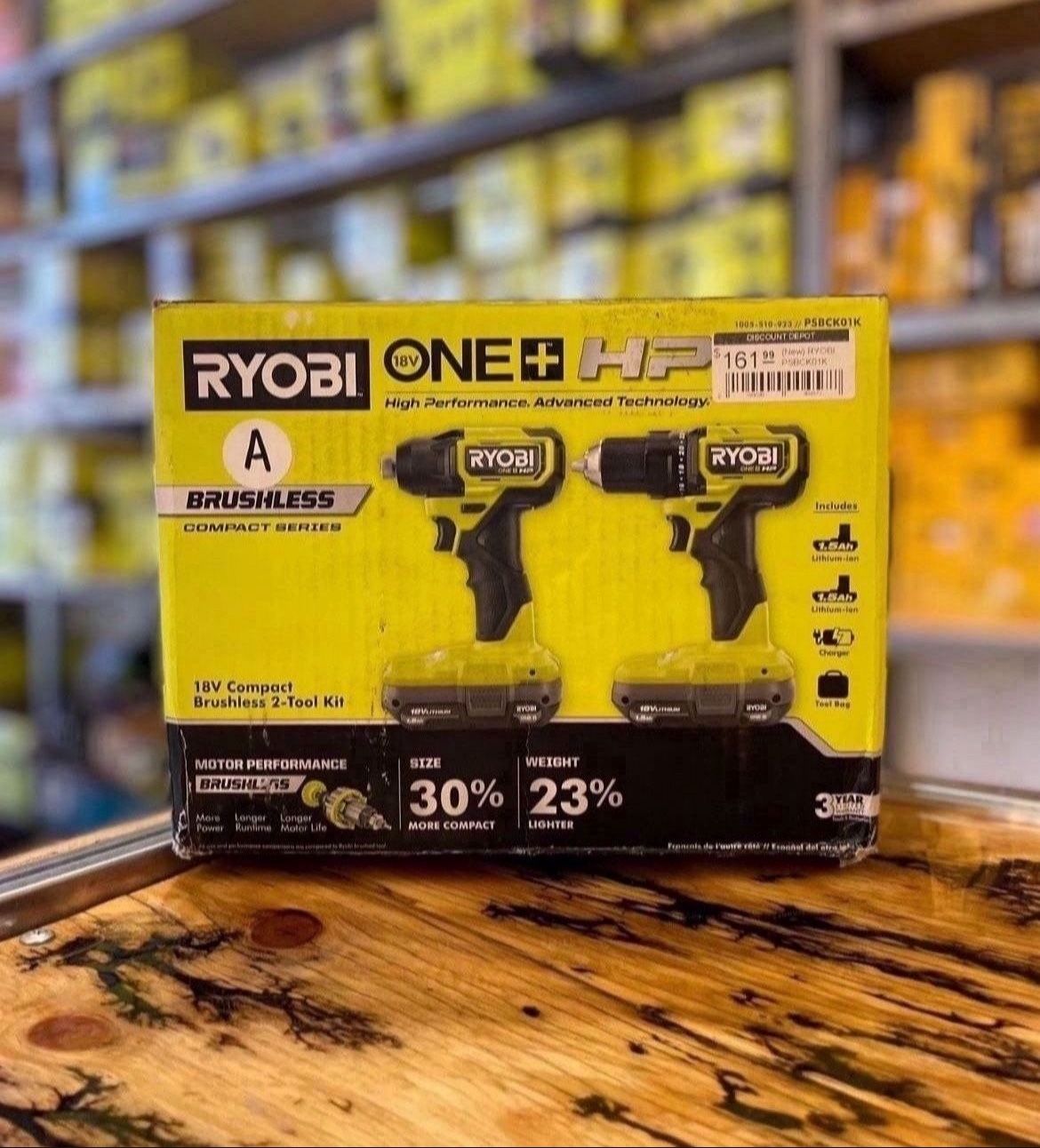 Ryobi One+ HP 18V Compact Brushless 2-Tool Kit… PSBCK01K