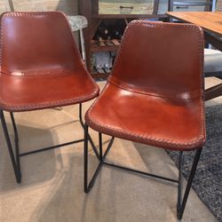 Pair of CB2 Dining/Kitchen Chairs (Saddle Leather)