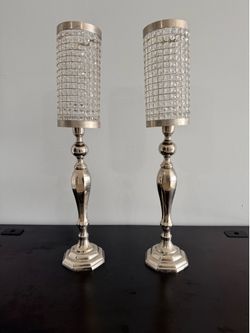 Elegant Tall Crystal Candle Holder – Decorative Home Accent