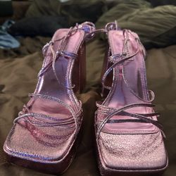 Metallic Pink Platform Shoe