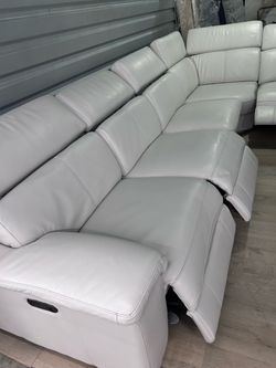SECTIONAL GENUINE LEATHER RECLINER WHITE COLOR..✅🚛DELIVERY SERVICE AVAILABLE ✅🚛
