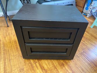 Black Solid Wood 2 Drawer Nightstand