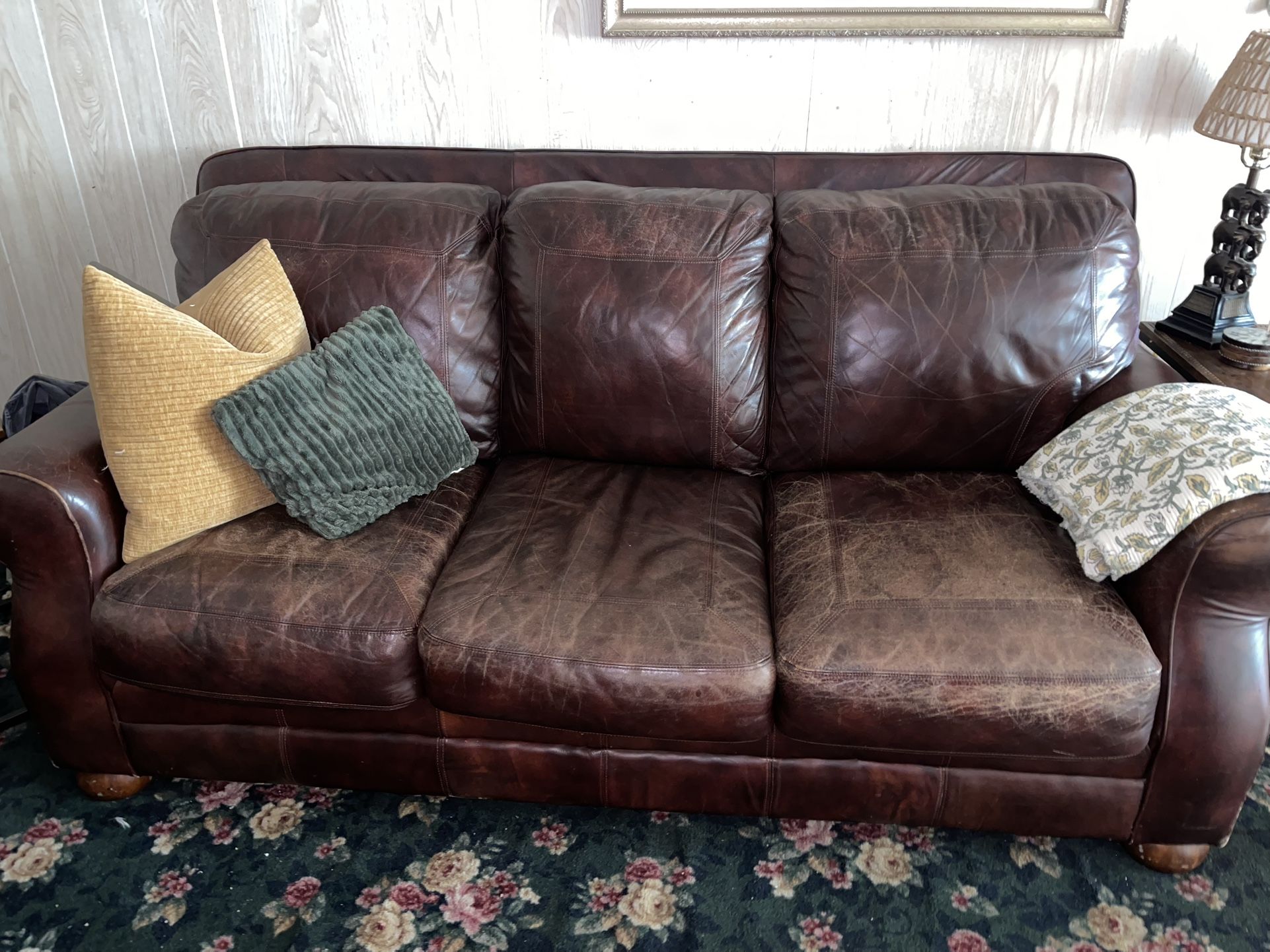 Used/worn Leather Couch & Loveseat 