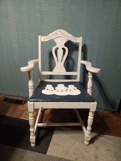 Vtg "Snowman Collector" Wood Chair