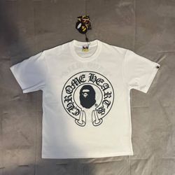 Bape X Chrome Heart White Short Sleeve T Shirt