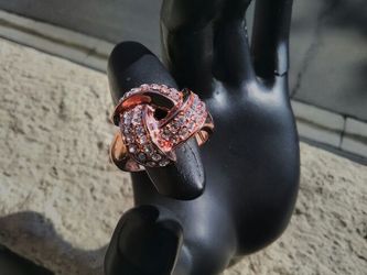 18K rose gold plated CZ rings size 8