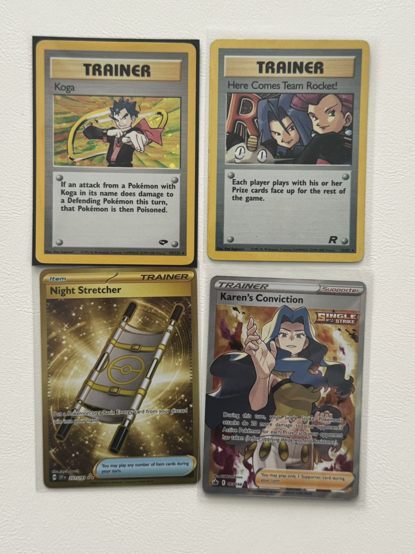 Pokemon Trainer Lot (Koga, Here Comes Team Rocket!, Night Stretcher, Karens Conviction)