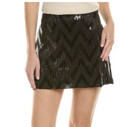 NEW Nanette Black Sequin Skirt Women’s Sz Large Geometric Design Lined Above Knee NWT