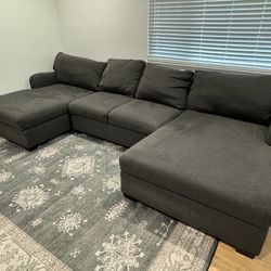 Living Spaces Double Chaise Sectional Sofa Couch