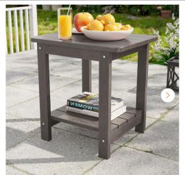 HDPE 2-Tier Patio Outdoor Side Table, All-Weather Adirondack End Table for Patio, Pool , Deck, Backyard in Coffee