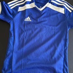 adidas Blue and White Kids Short Sleeve Tee