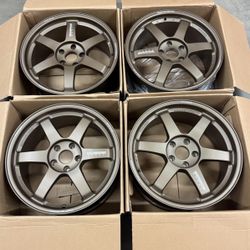 NEW 18 INCH TE37 RAYS STYLE RIMS WHEELS 18x8.5 ET42 5X112 MERCEDES AUDI VW BMW