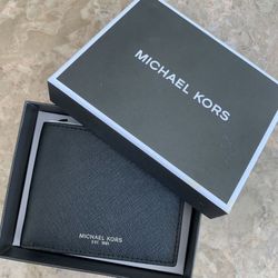 Michael Kors Men's Wallet Andy Black Leather Slim Bifold - New in box