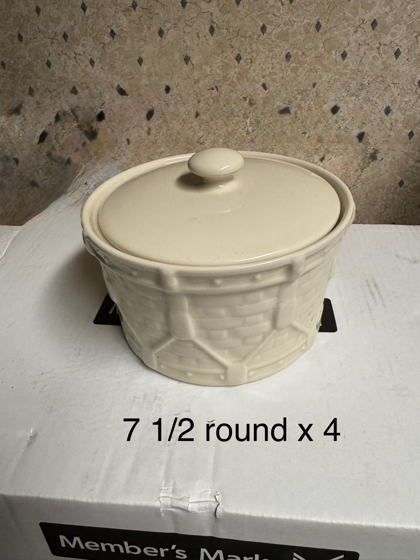 Longaberger Woven Traditions Ivory Drum Storage Crock with Lid,