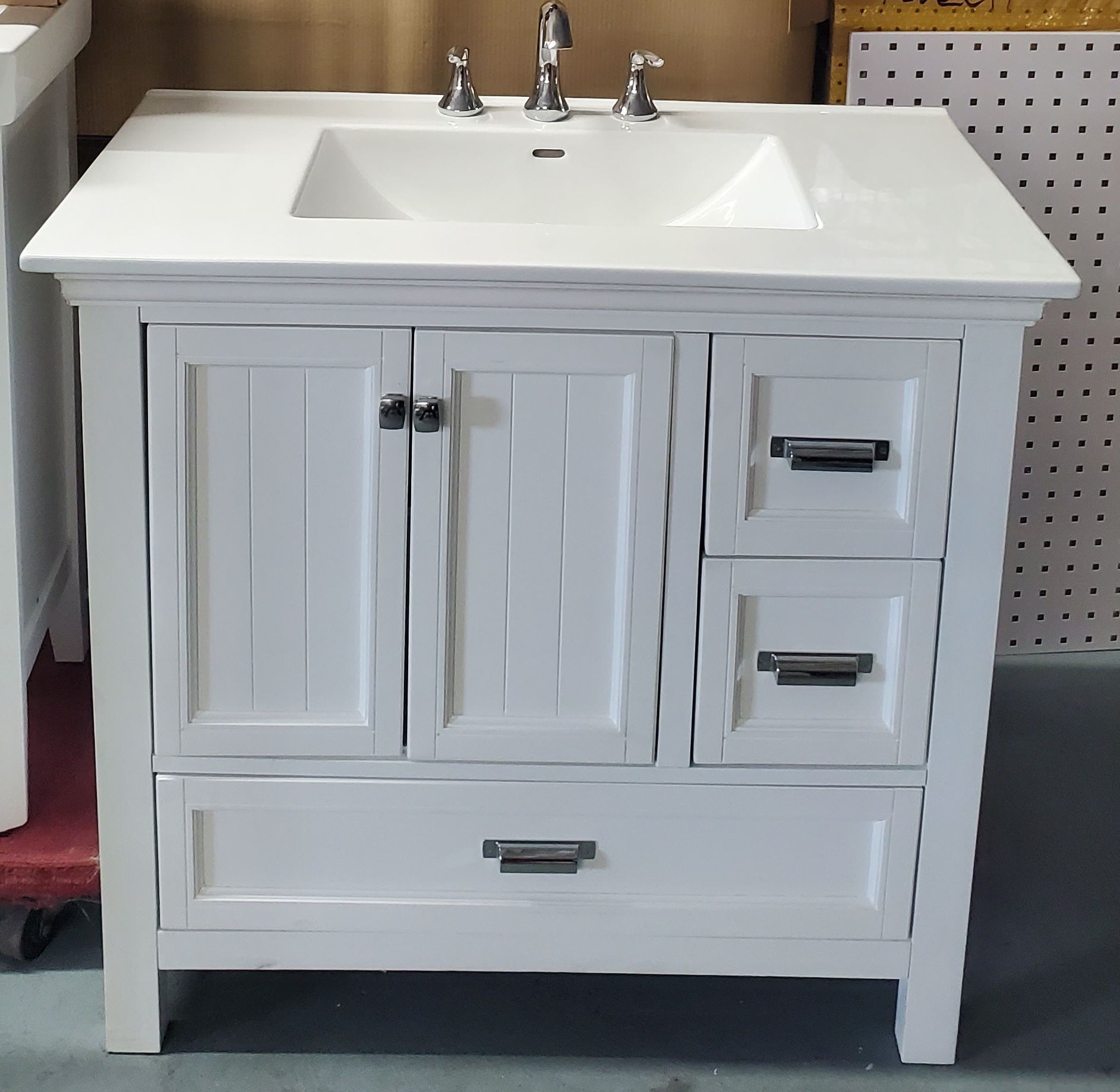 Foremost Brantley 36" Vanity With Porcelain Sink & Moen Eva Faucets