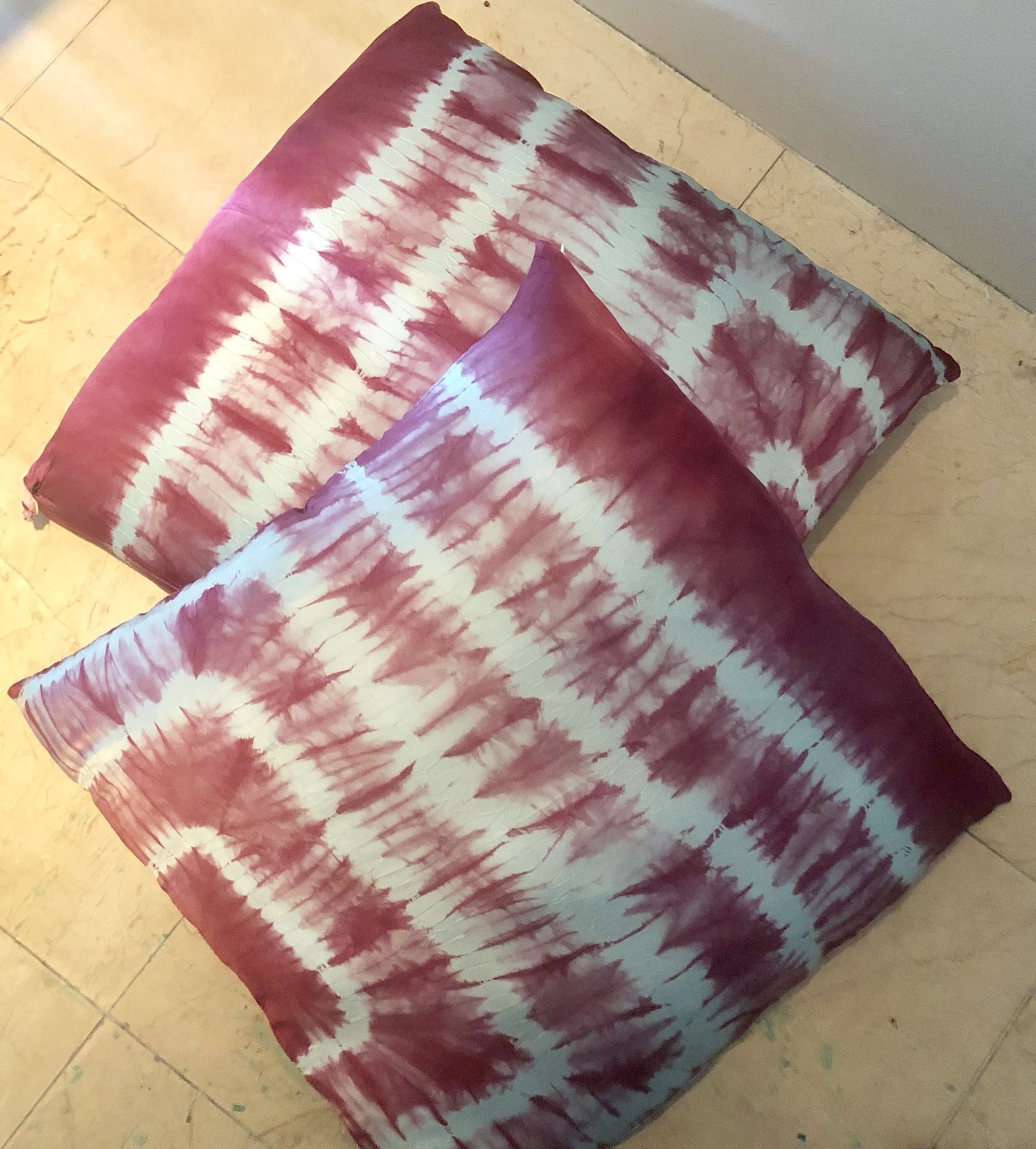 Tie dyed Silk Pillow Covers 25”x25” set of 2