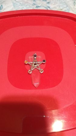 Quartz and 6 semi prescious stones pendant