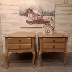 Set Of Refinished French Provincial End Tables/Nightstands by Bassett Furniture 