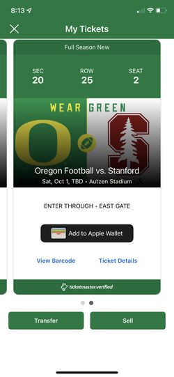 Oregon Ducks vs  Stanford At Autzen, 10/1/22 NEW PRICE Thumbnail