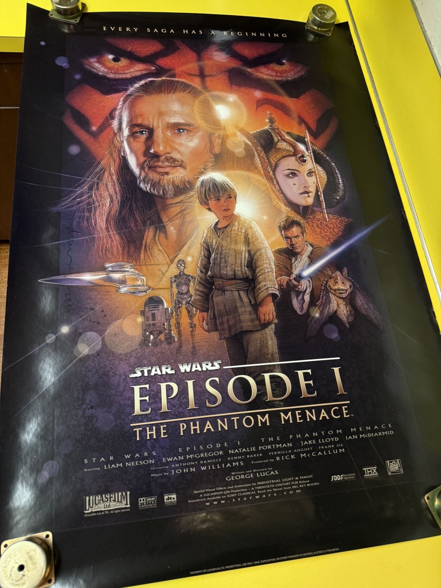 Star Wars episode one the Phantom Menace movie poster original 27 x 40