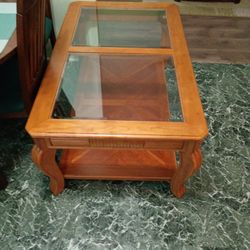 Nice Real wood Coffee Table With Glass Top 