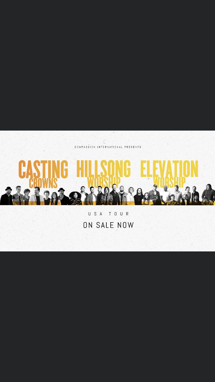 Two tickets for CASTING CROWNS/HILLSONG/ELEVATION WORSHIP Concert on Thursday, Nov 21st 7:00pm