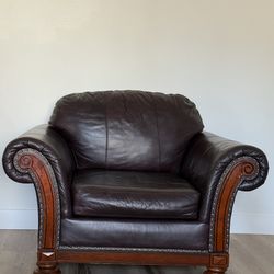 Matching Leather Armchair – Solid Wood