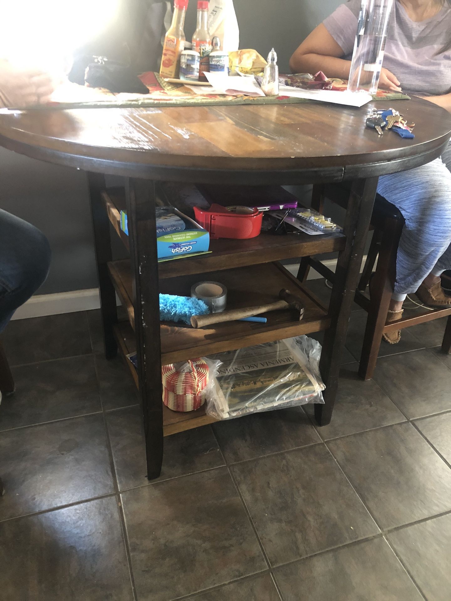 Round dining table with 4 stools for sale