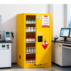 Flammable Storage Cabinet, 35" H x 18" W x 18" D Thickened Galvanized Steel Flammable Safety Cabinet, 30 Gallon Industry Fire Safety with Adjustable S