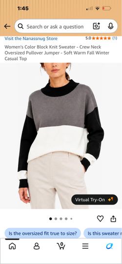 Women's Color Block Knit Pullover Sweater