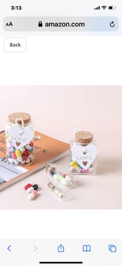 VOFUWS Capsule Letters Message in Bottle Glass Favor 48pcs Glass Cork Bottles(6pcs 70ml,6pcs 50ml,12pcs 10ml, 24pcs 2ml),50pcs Eye Screws,12pcs Tags,