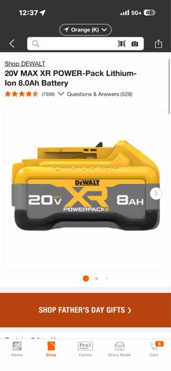 20V MAX XR POWER-Pack Lithium-lon 8.0Ah Battery$140