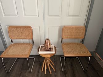 Set of 2 Cane and Chrome Cantilever Chairs