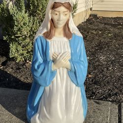 Vintage Empire Blow Mold Christmas Lighted Nativity  28” Mary (No Light)