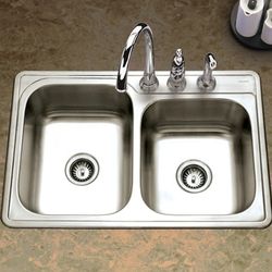 Houzer ISL-3322BS3-C Glowtone 33" Drop In Double Basin Stainless MISSSING 1 BOTTOM  GRIDS