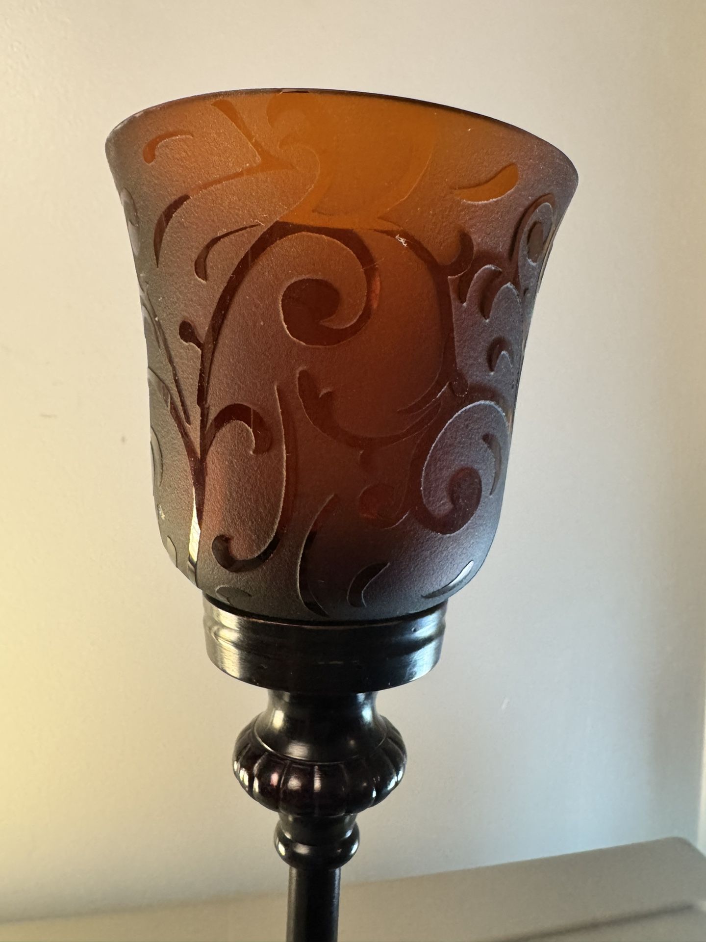 Stunning Unique AND Rare! Amber Collectible Gorgeous Tall Candleholder Decor. Pretty Dark Amber